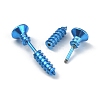 304 Stainless Steel Screw Shape Front Back Stud Earrings STAS-WH0061-23BU-3