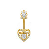 304 Stainless Steel Pave Clear Cubic Zirconia Curved Barbell Belly Rings FS-WG7A03F-06-1