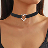 Alloy Heart Link Black Velvet Choker Necklaces NJEW-WH20002-11D-1