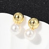 Round Brass Stud Earrings EJEW-H154-01G-3