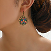 Stainless Steel Flower Dangle Earrings ON3560-4