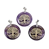 Natural Amethyst Flat Round Pendants G-Q188-01P-09-1