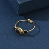 Black Shell Adjustable Finger Rings for Women RJEW-A101-01G-03-3