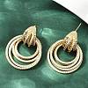 Multilayer Ring Brass Micro Pave Clear Cubic Zirconia Stud Earrings EJEW-S275-02G-2