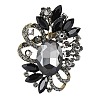Flower with Oval Golden Alloy Rhinestone Brooches for Backpack Clothes PW-WG4AA4A-04-1