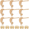 12Pcs Crescent Moon Brass Micro Pave Clear Cubic Zirconia Stud Earring Findings KK-BBC0009-89-1