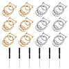 6 Sets 2 Colors Alloy Crystal Rhinestone Spring Gate Rings KEYC-HS0001-05-1
