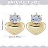 1 Pair Heart Brass Micro Pave Clear Cubic Zirconia Stud Earrings EJEW-LP0004-98G-2
