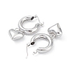 Brass Heart Dangle Hoop Earrings for Women EJEW-G347-01P-2