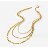 304 Stainless Steel Box & Imitation Pearl Chains 3 Layer Necklaces JN1127A-1