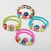 Colourful Synthetic Turquoise Peace Sign Stretch Bracelets for Kids X-BJEW-JB01392-1