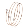 Ion Plating(IP) 304 Stainless Steel Triple Loops Wire Wrap Bangle BJEW-K227-02RG-1
