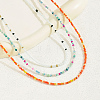3Pcs Bohemian Round Rainbow Glass Seed Beaded 3 Layer Necklaces for Women DY1745-4