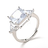 Clear Cubic Zirconia Rectangle Adjustable Ring RJEW-I087-11P-1