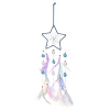 Woven Net/Web with Feather Hanging Suncatchers HJEW-F024-03C-1