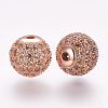 Brass Micro Pave Cubic Zirconia Beads ZIRC-G092-23RG-08-1