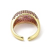 Brass with Cubic Zirconia Open Cuff Rings for Women RJEW-A035-16G-3