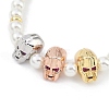 Rack Plating Brass Micro Pave Cubic Zirconia Charm Bracelets BJEW-P341-12G-01-2