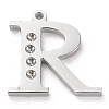 Tarnish Resistant 304 Stainless Steel Letter Pendant Rhinestone Settings LS-STAS-J028-01R-1
