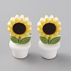Sunflower Flowerpot Food Grade Eco-Friendly Silicone Beads SIL-TAC0002-20B-1