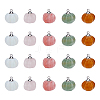 20Pcs 5 Styles Natural & Synthetic Mixed Gemstone Pumpkin Charms with Platinum Plated Brass Loops PALLOY-FH00025-1