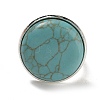 Synthetic Turquoise Round Adjustable Rings RJEW-K371-09S-16-3