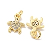 Brass Micro Pave Clear Cubic Zirconia Charms KK-Z044-14A-2