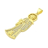 Rack Plating Brass Micro Pave Clear Cubic Zirconia Pendants KK-B091-30G-01-2