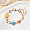 304 Stainless Steel Enamel Colorful Star Sun Moon Link Chain Bracelets for Women SA-CBA7107-06G-1