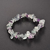 Chips Natural Fluorite Beaded Stretch Bracelets BJEW-JB01826-01-6