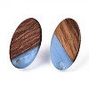 Resin & Walnut Wood Stud Earring Findings MAK-N032-005A-3