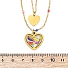 304 Stainless Steel & Plastic Colorful Heart Pendant Double Layer Necklaces for Women NJEW-U032-11G-5