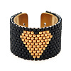 Adjustable Bohemian Style 304 Stainless Steel and Glass Seed Beads Cuff Rings FS-WG09053-12-1