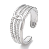 304 Stainless Steel Hollow Multi Line Open Cuff Rings RJEW-D006-02P-1