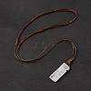 Natural Quartz Crystal Nugget Pendant Necklace with Waxed Cord for Women NJEW-F306-01H-4