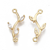 Brass Micro Pave Cubic Zirconia Links connectors X-KK-S354-120-NF-2