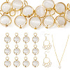 12Pcs Brass & Glass Imitation Cat Eye Round Charms PALLOY-TAC0237-01-1