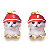 Printed Light Gold Tone Alloy Pendants ENAM-N056-208F-2