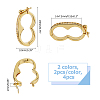 4Pcs 2 Colors Brass Micro Pave Clear Cubic Zirconia Peanut Twister Clasps KK-HS0001-22-2