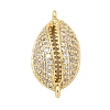 Rack Plating Brass Micro Pave Clear Cubic Zirconia Shell Shaped Connector Charms KK-A234-078G-1