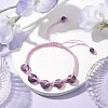 Natural Amethyst Rondelle Braided Bead Bracelets BJEW-TA00492-01-2