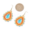Teardrop Seed Beads & Glass Woven Dangle Earrings EJEW-MZ00682-02-4