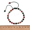 Adjustable Natural Agate Faceted Beads & Brass Spacer Beads Braided Bead Bracelets for Women Men BJEW-JB14075-4