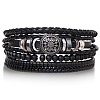 1Pc Cowhide & Imitation Leather Cord Knitted Multi-strand Bracelets AJEW-GF0011-50A-5