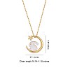 Natural Shell Bunny with Crescent Moon Pendant Necklace with Clear Cubic Zirconia JN1073A-2