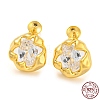 Flower 925 Sterling Silver with Clear Cubic Zirconia Stud Earring Findings STER-Q192-11G-1