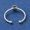 Rack Plating Brass Open Cuff Pad Ring Settings KK-F873-39S-2
