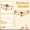 1Pc Alloy Coin Red Flower Waist Belly Chains for Dancer AJEW-GF0015-05-6