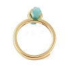 Double Pointed Hexagonal Prism Natural Amazonite Adjustable Rings for Women RJEW-G327-01G-08-3