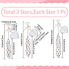 3Pcs 3 Styles 201 Stainless Steel String Bag & Iron with Glass Mirror & Alloy Bowknot Pendant Keychains HJEW-SC0003-27-2